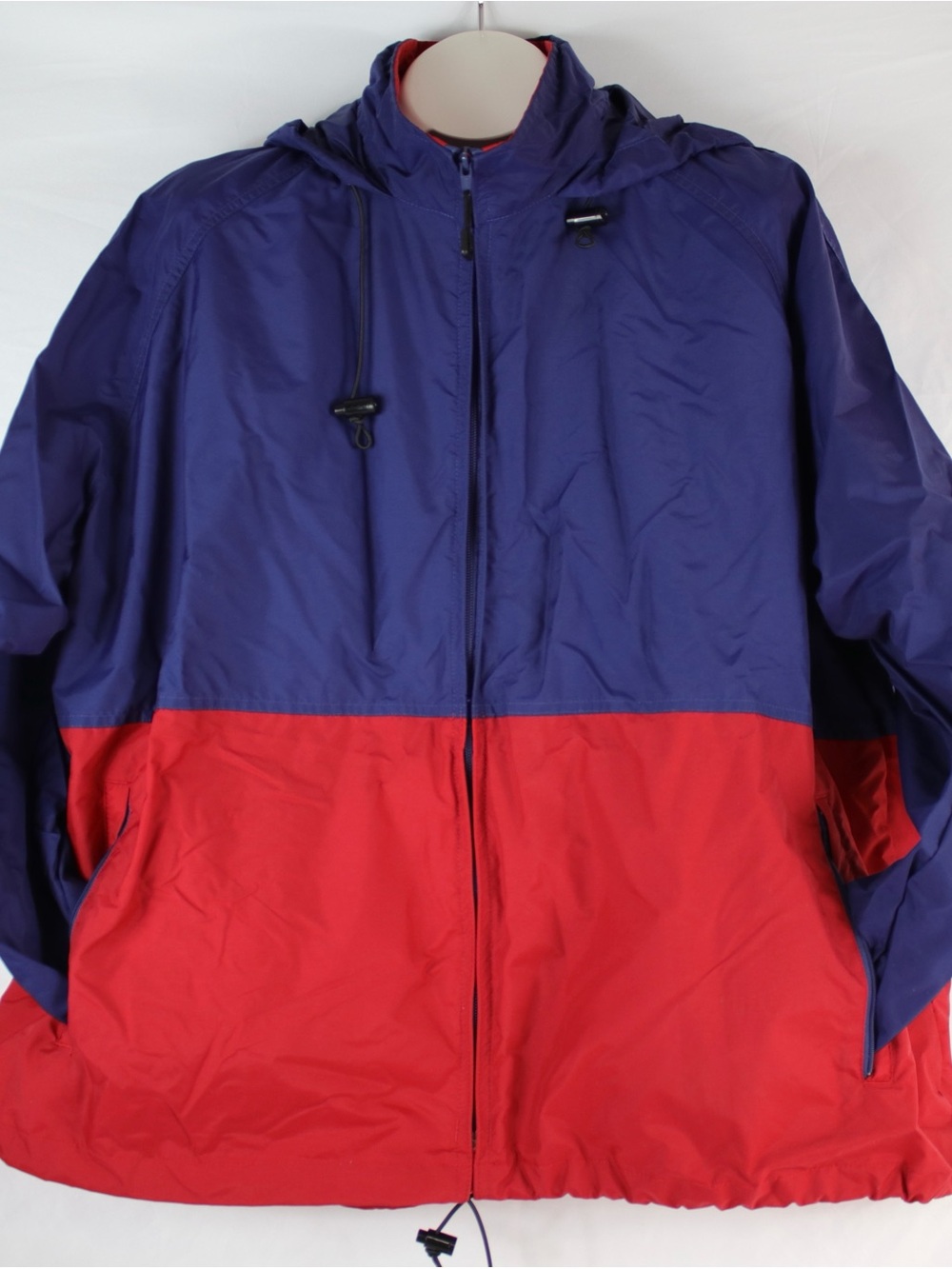 Vintage Crest Signature Collection Blue & Red Zip Up Rain Jacket Mens Size 2XL